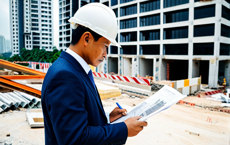 **

"A professional architect in a modest, well-tailored suit, reviewing blueprints at a bright, modern construction site in Kuala Lumpur, fully clothed, appropriate attire, safe for work, perfect anatomy, natural proportions, professional photography, high quality, family-friendly"

**